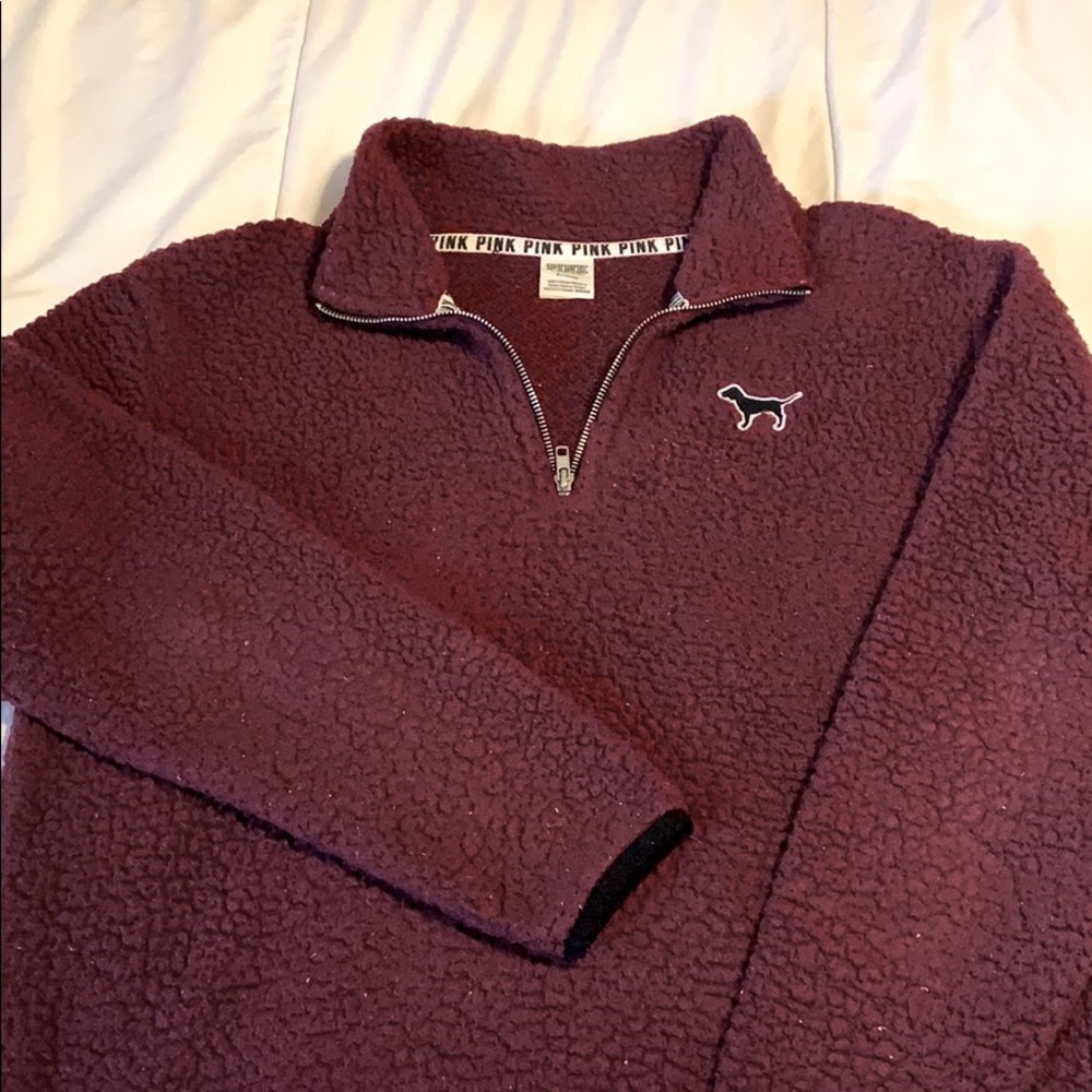 Pink 1/4 zip up Sherpa top SOLD